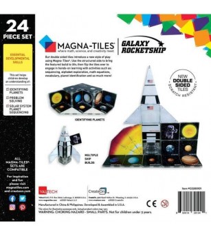 Set magnetic Magna-Tiles, Racheta Galaxy, 24 piese - Jucarii magnetice