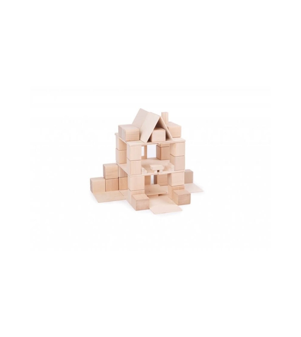 Set constructie din lemn Just Blocks, 74 piese - Jocuri construcție