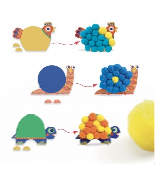 Atelier creativ Djeco, Animale moi si pufoase - Seturi creative copii mici Atelier creativ Djeco, Animale moi si pufoase - Seturi creative copii mici