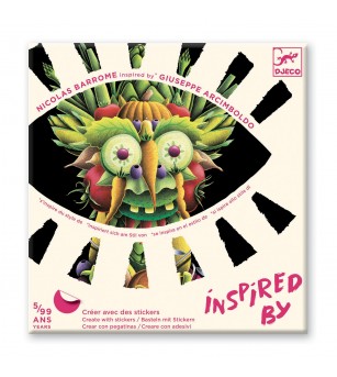 Inspired by Arcimboldo, stickere Fructe si legume, Djeco - Seturi cu stickere și colaje