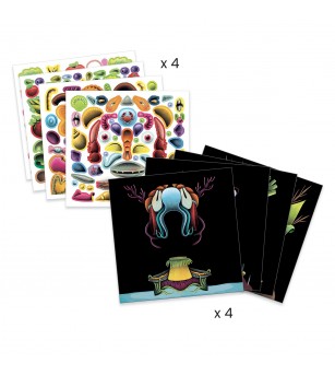 Inspired by Arcimboldo, stickere Fructe si legume, Djeco - Seturi cu stickere și colaje