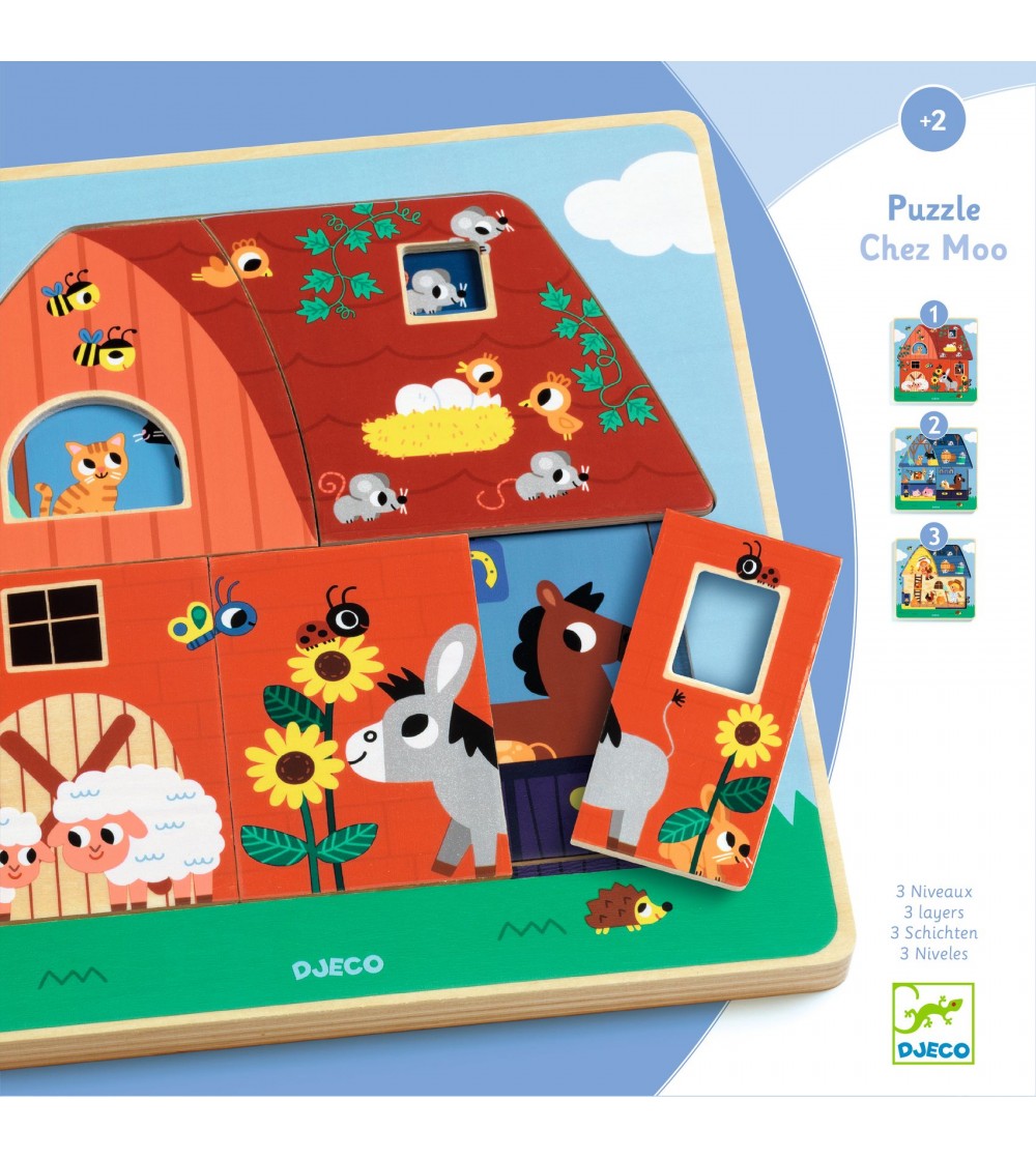 Puzzle straturi Djeco, animale de la ferma - Puzzle-uri