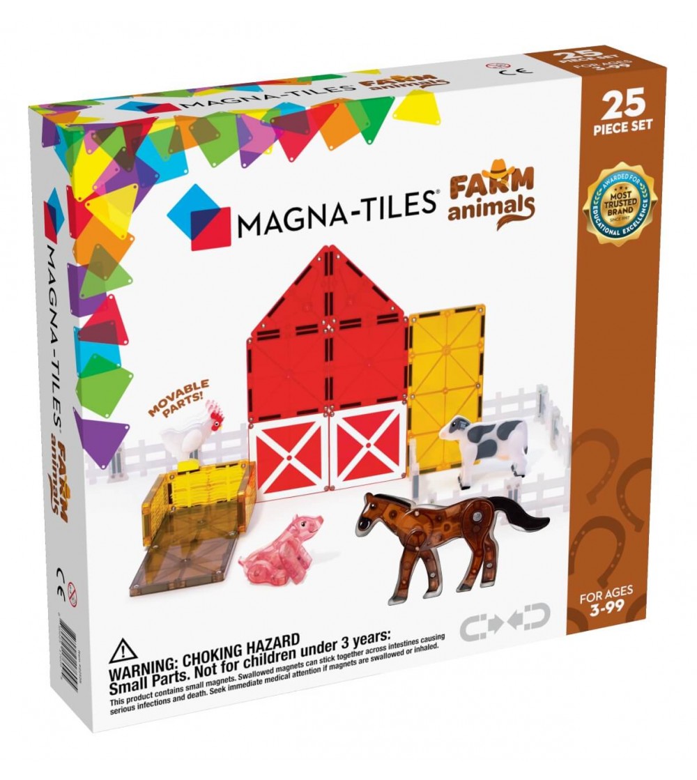 Set magnetic Magna-Tiles, Animale de la ferma, 25 piese - Jucarii magnetice