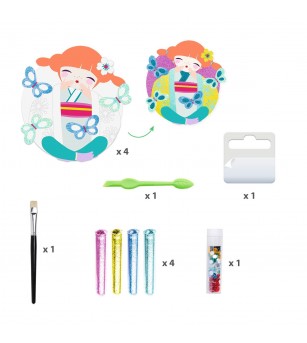 Atelier creativ cu sclipici Onnanoko, Djeco - Seturi cu nisip colorat și sclipici