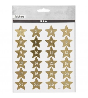 Stickere decorative - stelute aurii cu numere - Seturi Crăciun