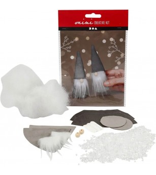 Mini kit DIY Ornamente Craciun - Gnom cu palarie gri 2 bucati - Seturi Crăciun
