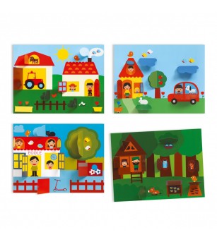 Colaje V-ati ascunselea Djeco - Seturi cu stickere și colaje