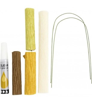 Mini kit creativ cu hartie creponata - magnolii - Seturi cu hârtie și quilling