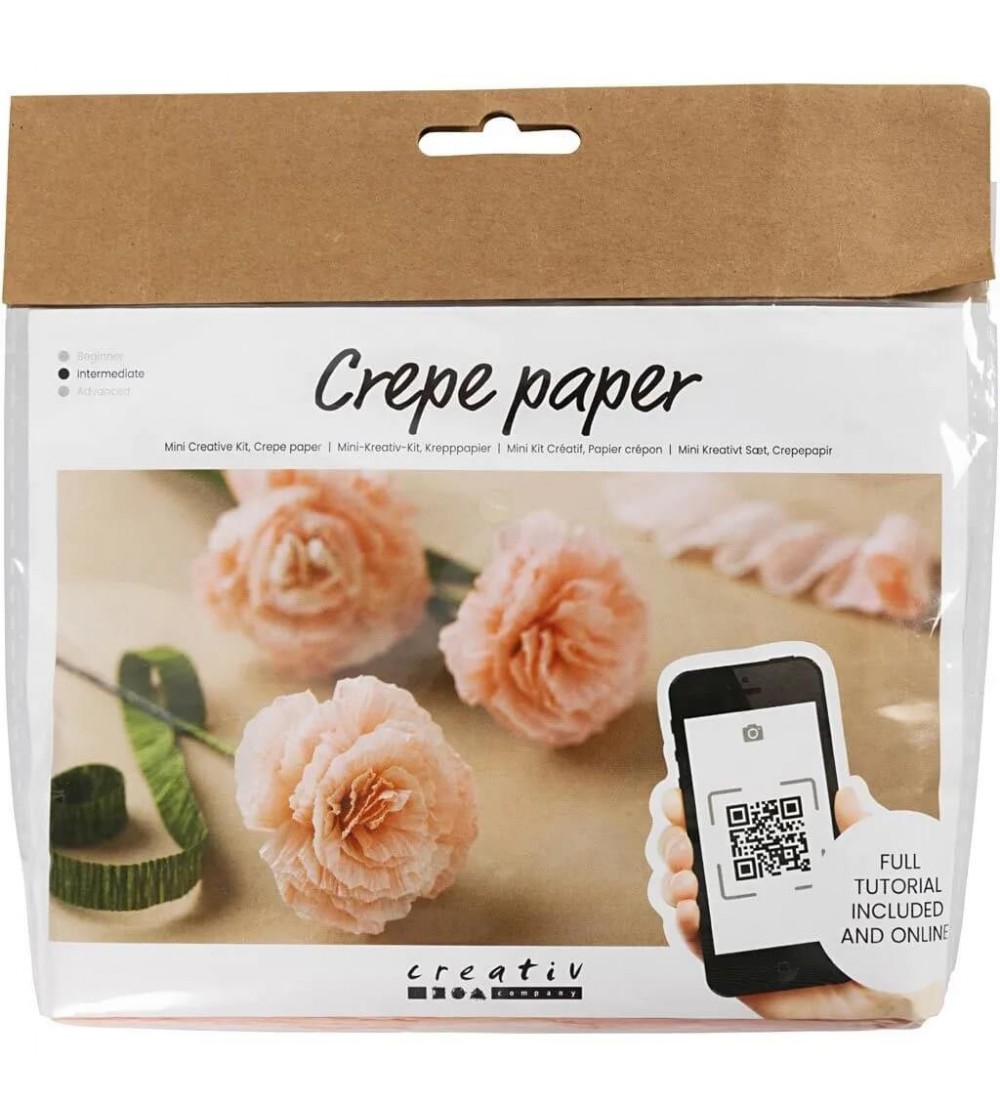Mini kit creativ cu hartie creponata - Garoafe - Seturi cu hârtie și quilling