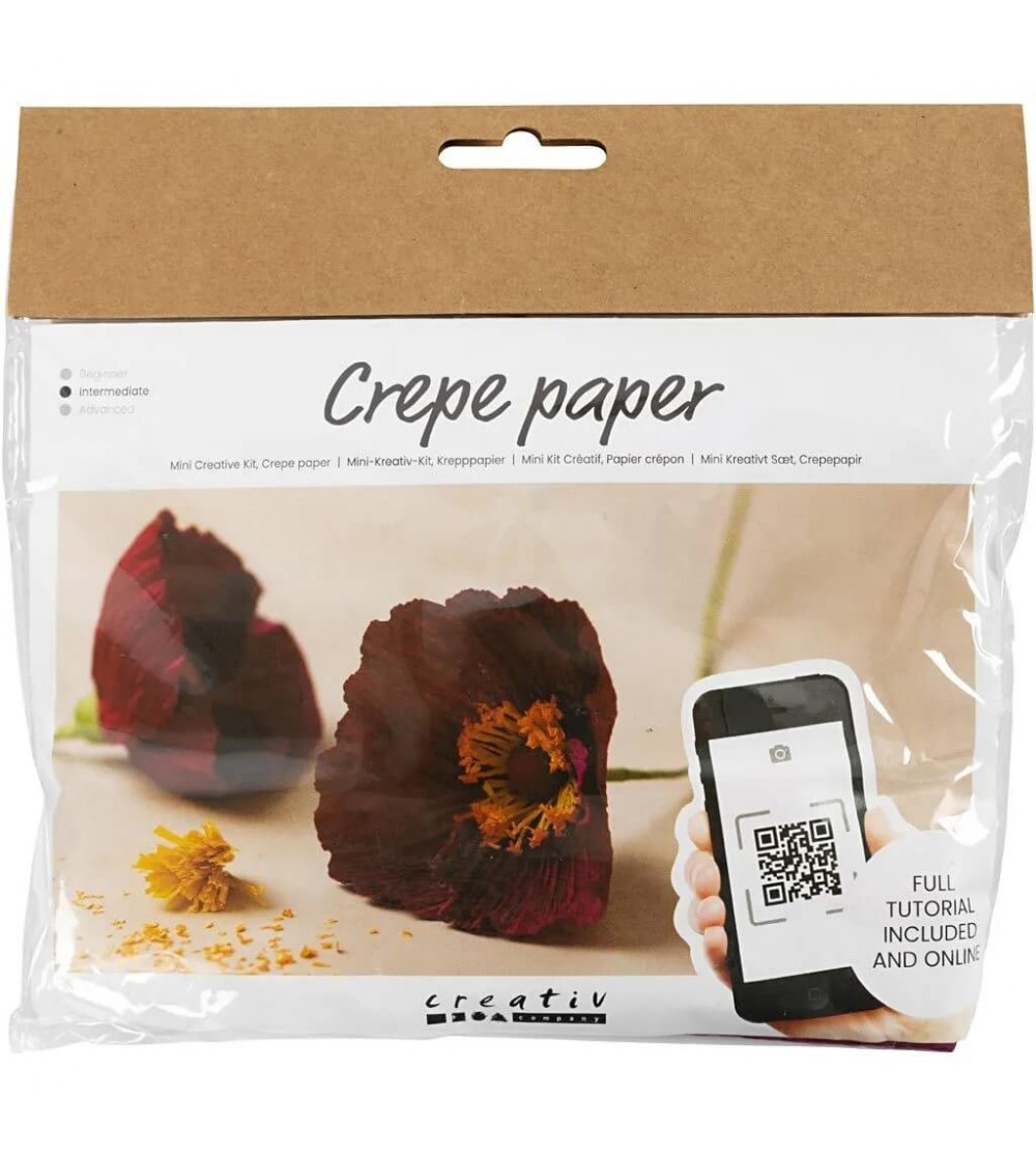 Mini kit creativ cu hartie creponata - maci - Seturi cu hârtie și quilling