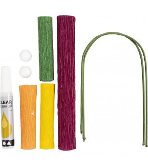 Mini kit creativ cu hartie creponata - maci - Seturi cu hârtie și quilling