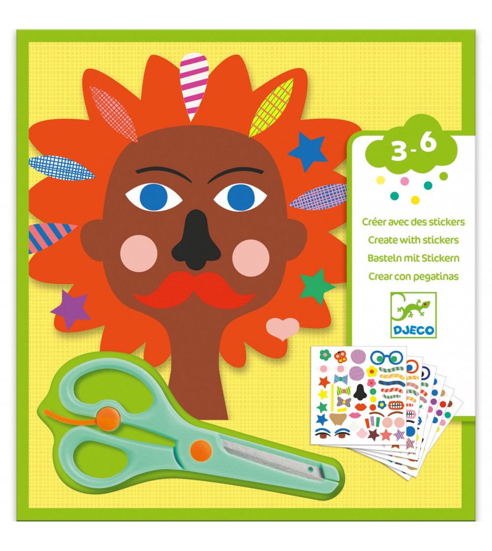 Set creativ cu autocolante Djeco, La coafor - Seturi cu stickere și colaje