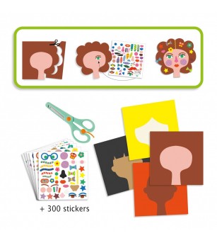 Set creativ cu autocolante Djeco, La coafor - Seturi cu stickere și colaje