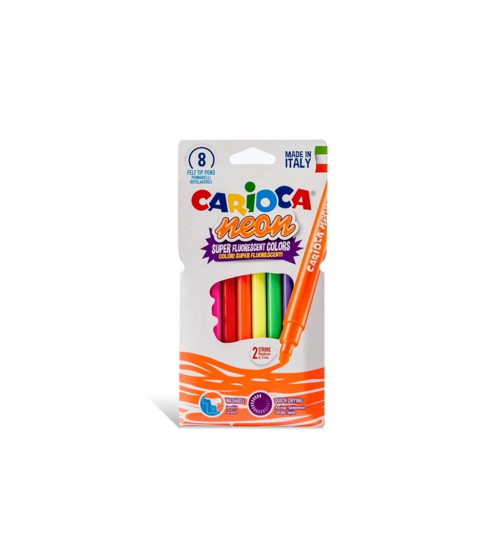 Set 8 carioci fluorescente, Carioca Neon - Carioci și creioane colorate
