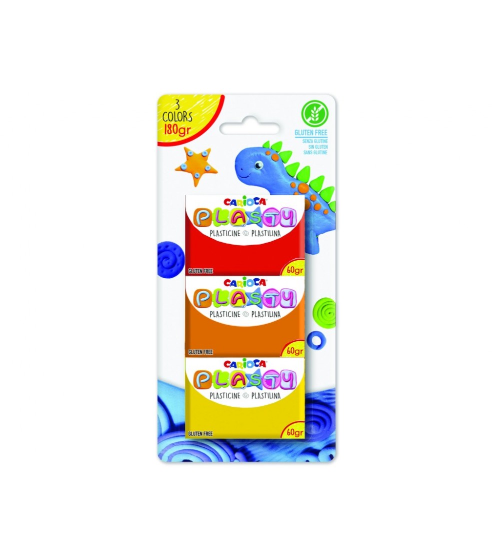Set plastilină moale, 3 culori, Carioca Plasty - Plastilină clasică