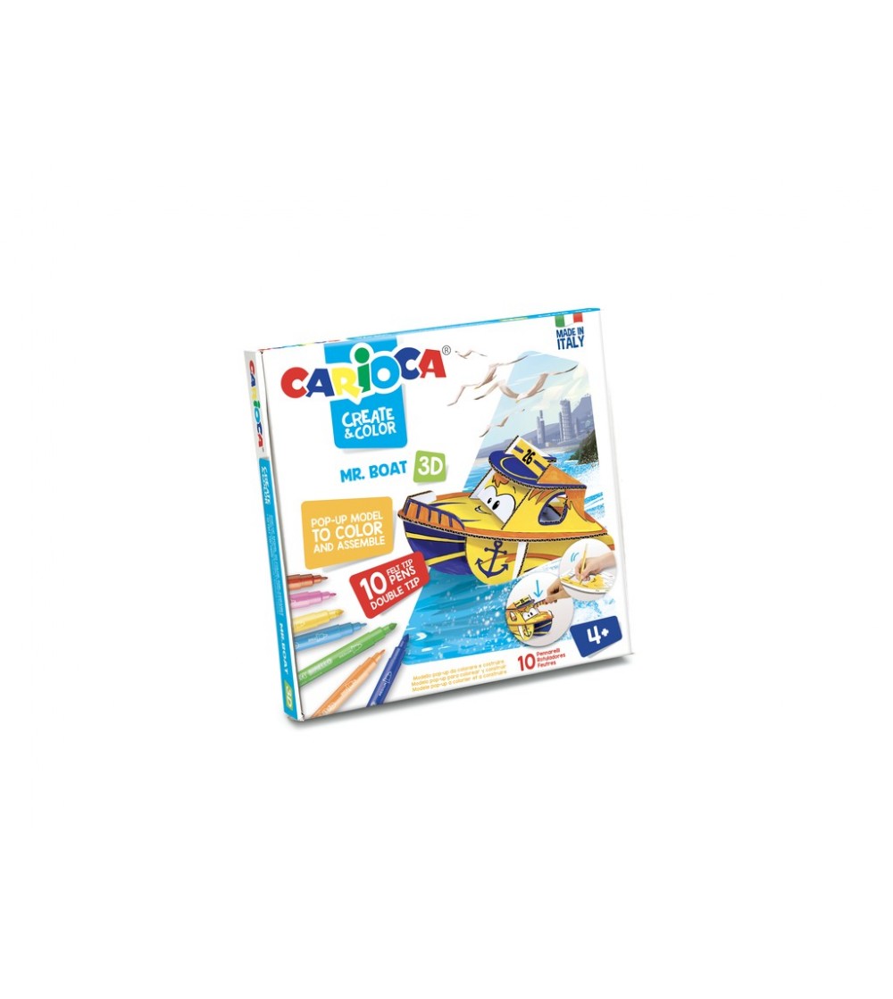 Set creativ Create & Color Mr. Boat 3D, 18 carioci + 2 planșe, Carioca - Carioci și creioane colorate Set creativ Create & Color Mr. Boat 3D, 18 carioci + 2 planșe, Carioca - Carioci și creioane colorate