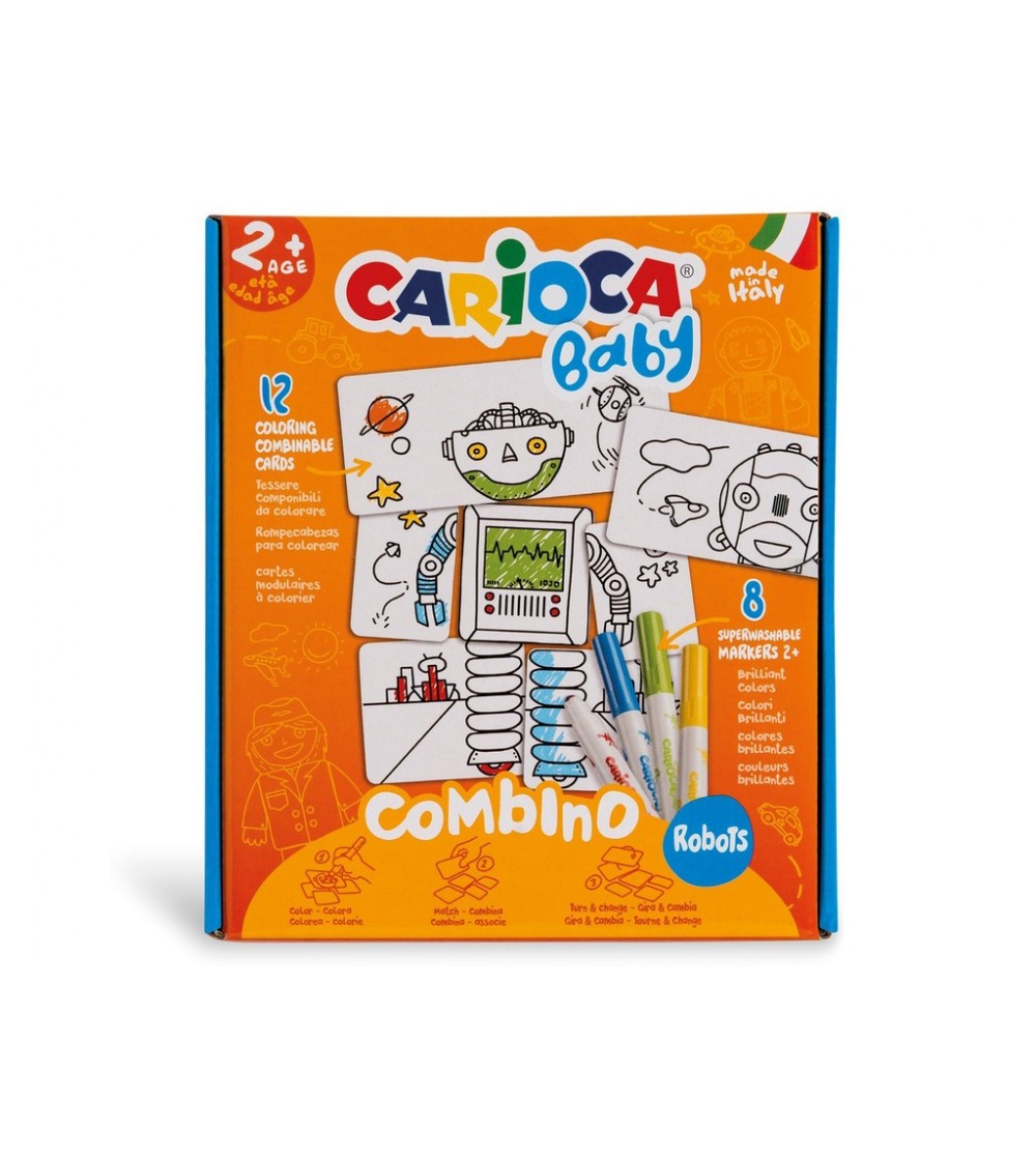 Set creativ Carioca Baby Robots, +2 ani - Carioci și creioane colorate