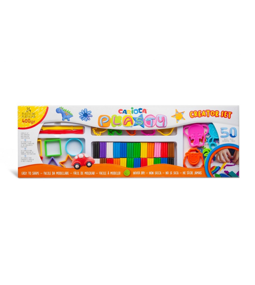 Set 12 culori plastilină moale, + instrumente, Carioca Plasty Special - Seturi cu plastilină și modelare