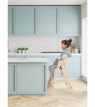 Scaun de masa multifunctional pentru bebelusi, MamaToyz, pliabil, cu masuta, transformabil, lemn, 6 luni - adolescent, natur ...