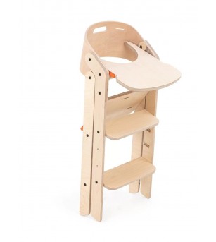 Scaun de masa multifunctional pentru bebelusi, MamaToyz, pliabil, cu masuta, transformabil, lemn, 6 luni - adolescent, natur ...