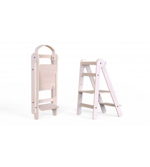 Turn de invatare-Learning Tower pliabil, din lemn, MamaToyz, natur - Learning tower