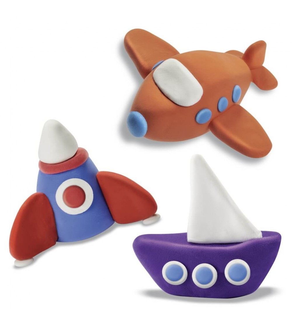 Set Plastilina moale ModeLight Carioca, 3 mijloace de transport - Plastilină clasică Set Plastilina moale ModeLight Carioca, 3 mijloace de transport - Plastilină clasică