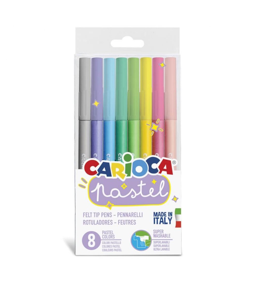 Set 8 carioci pastel super-lavabile, Carioca Pastel - Carioci și creioane colorate