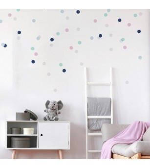 Sticker decorativ Dekornik, puncte colorate, bleumarin-roz - Stickere perete