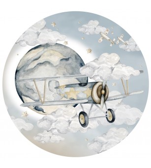 Sticker decorativ circular Dekornik, Avion - Stickere perete