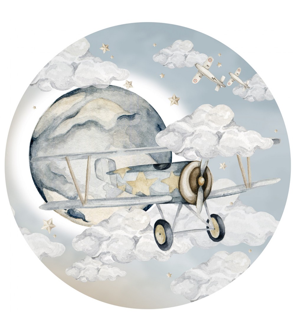 Sticker decorativ circular Dekornik, Avion - Stickere perete