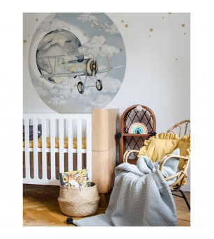 Sticker decorativ circular Dekornik, Avion - Stickere perete