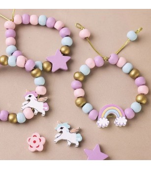 Mini kit creativ - bijuterii din lemn - pastel - Seturi cu mărgele și brățări