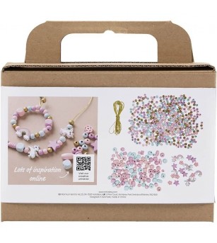 Mini kit creativ - bijuterii din lemn - pastel - Seturi cu mărgele și brățări