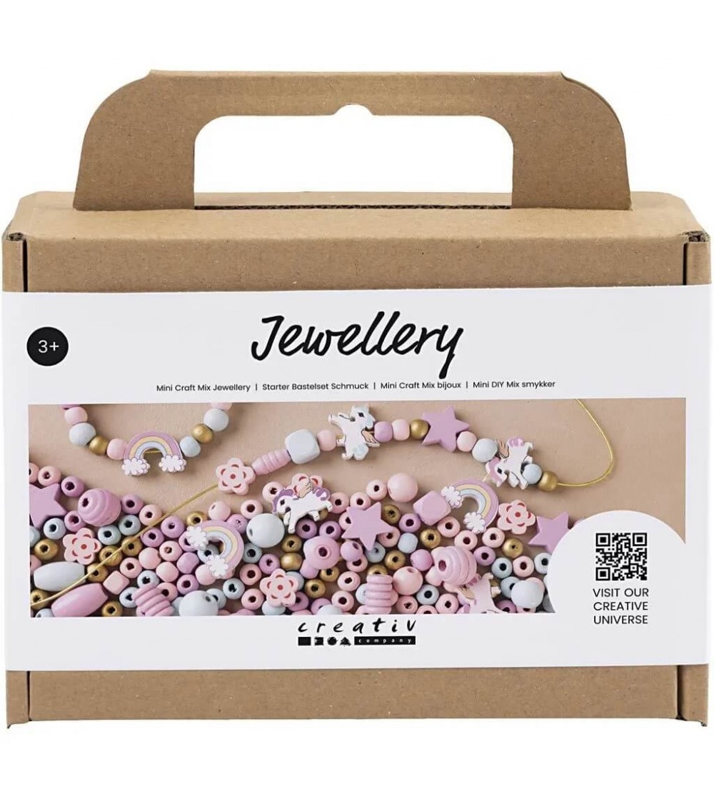 Mini kit creativ - bijuterii din lemn - pastel - Seturi cu mărgele și brățări
