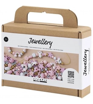 Mini kit creativ - bijuterii din lemn - pastel - Seturi cu mărgele și brățări