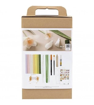 Kit creativ cu hartie creponata - buchet de flori de primavara - Seturi cu hârtie și quilling