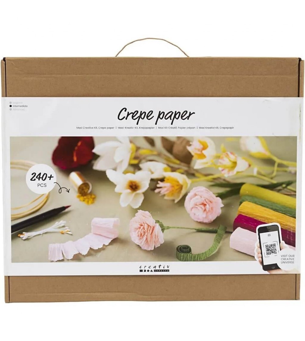 Kit creativ - flori din hartie creponata - Seturi cu hârtie și quilling
