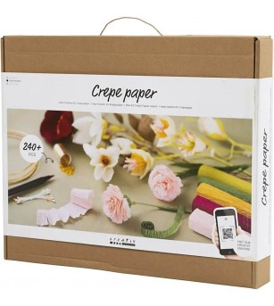 Kit creativ - flori din hartie creponata - Seturi cu hârtie și quilling