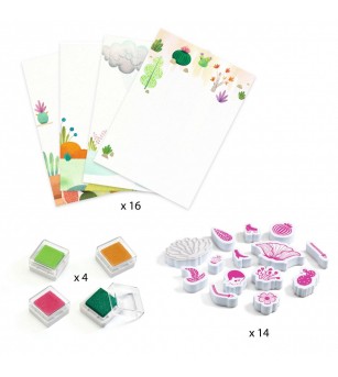 Joc creativ cu stampile Fete flori, Djeco - Set papetarie si jurnale copii Joc creativ cu stampile Fete flori, Djeco - Set papetarie si jurnale copii