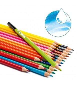 Set 24 creioane acuarela, Djeco - Carioci și creioane colorate Set 24 creioane acuarela, Djeco - Carioci și creioane colorate