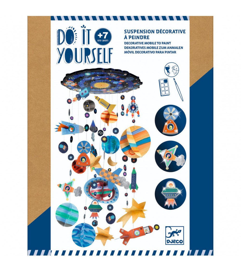 Set DIY Decoratie mobila Sistemul solar, Djeco - Acuarele, guase, acrilice
