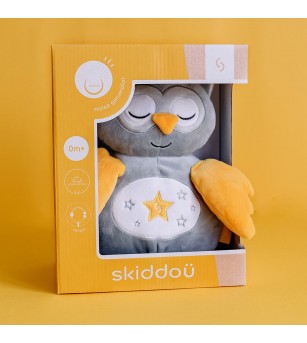 Jucarie bufnita de plus pentru copii Skiddou Marit, cu sunete albe, 25x11 cm - Jucării bebeluși