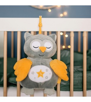 Jucarie bufnita de plus pentru copii Skiddou Marit, cu sunete albe, 25x11 cm - Jucării bebeluși