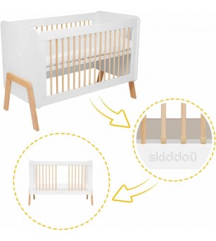 Patut transformabil copii Skiddou Krubb din lemn de fag/MDF, 60x120 cm, Puff Catcher, Alb - Mobilier camera copii