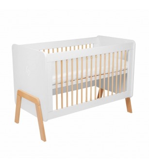 Patut transformabil copii Skiddou Krubb din lemn de fag/MDF, 60x120 cm, Puff Catcher, Alb - Mobilier camera copii