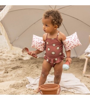 Aripioare inot Pink Leopard, Swim Essentials, 0-2 ani - Aripioare înot copii