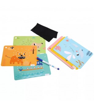 Set 30 de cartonase reutilizabile, forme - Jocuri de observație și atenție