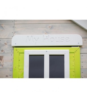 Casuta de gradina Lime Lodge cu platforma, tobogan si leagan dublu, Wendi Toys - Căsuță de grădină