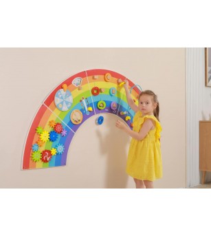 Jucarie de perete cu activitati, Curcubeu, Viga - Jucării de lemn si Montessori