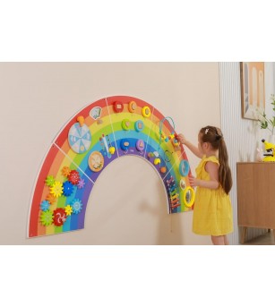 Jucarie de perete cu activitati, Curcubeu, Viga - Jucării de lemn si Montessori